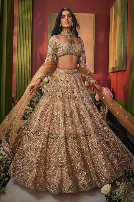 Isa By Dolly Wahal Bella Floral Embroidered Bridal Lehenga Set 
