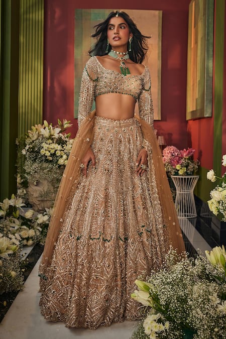 Isa By Dolly Wahal Bella Floral Embroidered Bridal Lehenga Set 