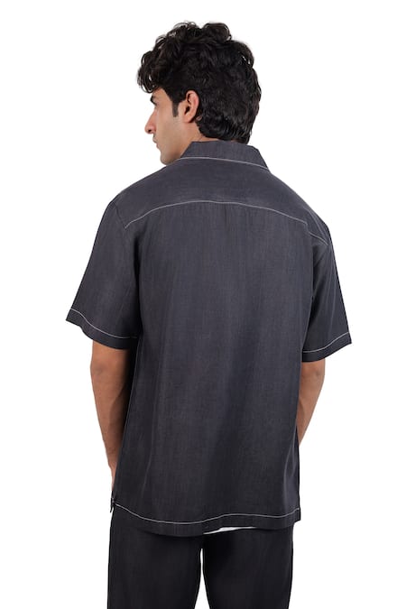 Raw & Rustic By Niti Bothra Black Denim Urban Wind Zipper Patchwork Shirt 