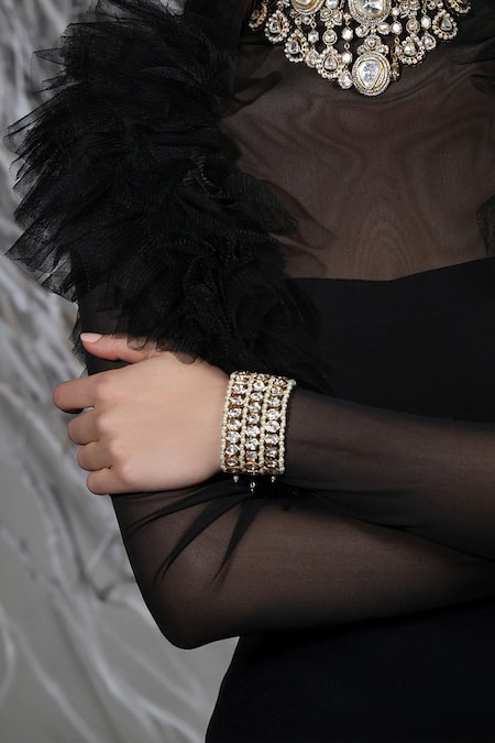 Joules By Radhika Regal Allure Pearl Mesh Bracelet