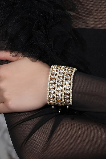 Buy Joules By Radhika Gold Plated Pearls, Stones Regal Allure Mesh Bracelet Online at Aza Fashions Buy_Joules By Radhika_Gold Plated Pearls, Stones Regal Allure Mesh Bracelet _Online_at_Aza_Fashions