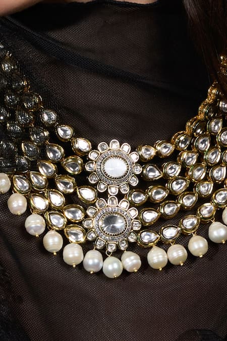 Buy_Joules By Radhika_Green Beads, Crystals, Stones Luxe Halo Beaded Bracelet _Online_at_Aza_Fashions