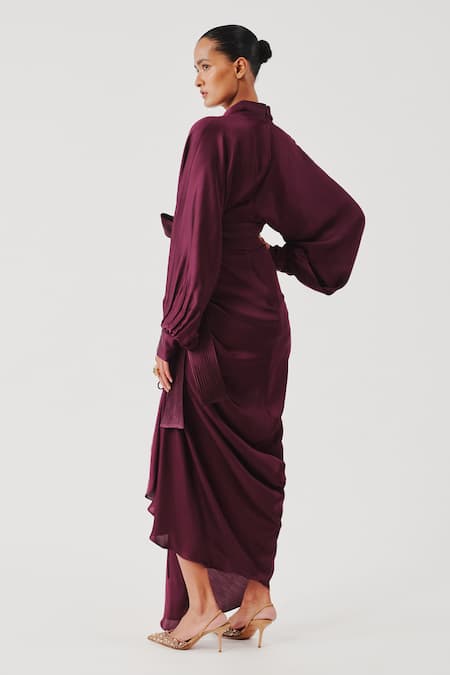 Aroka Burgundy Draped Dress 