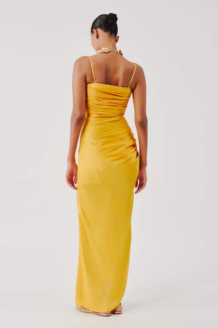 Aroka Sunny Yellow Spagetti Draped Dress 