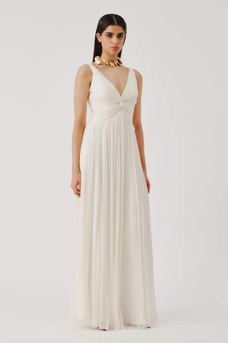 Aroka Ivory Chiffon V-neck Dream Dress 