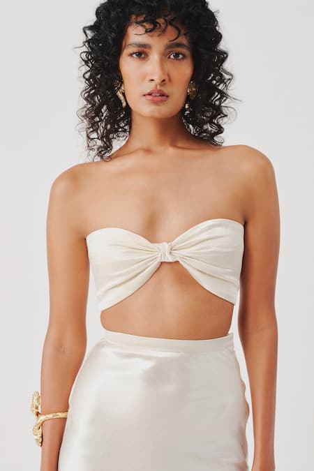Buy_Aroka_Ivory Bandeau Neck Mystery Top _Online_at_Aza_Fashions