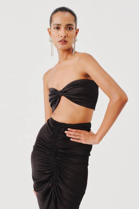 Aroka_Black Modal, Satin Bandeau Neck Mystery Top _Online_at_Aza_Fashions