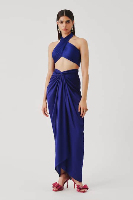 Aroka Blue Modal, Satin Halter Neck Hope Top 