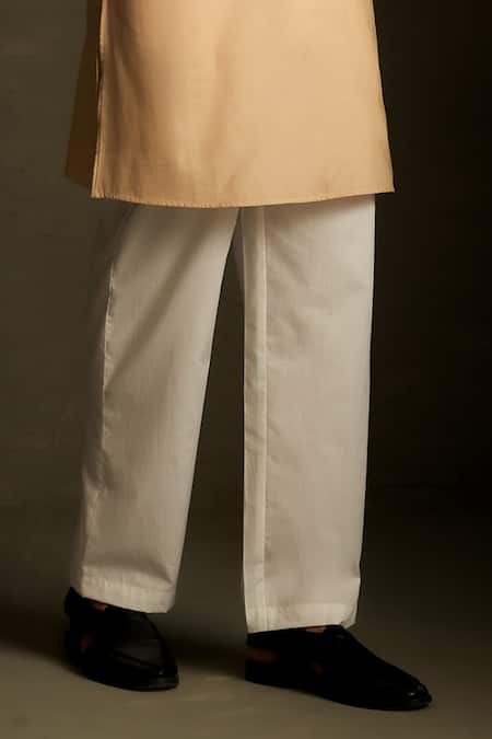 Charkhee Beige Chanderi, Voile, Poplin Embroidery Mul Kurta With Pant Online at Aza Fashions Charkhee_Beige Chanderi, Voile, Poplin Embroidery Mul Kurta With Pant _Online_at_Aza_Fashions