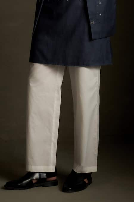 Charkhee Navy Chanderi, Voile, Poplin Embroidery Mul Kurta And Bundi Set Online at Aza Fashions Charkhee_Navy Chanderi, Voile, Poplin Embroidery Mul Kurta And Bundi Set _Online_at_Aza_Fashions