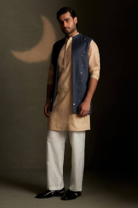 Buy Charkhee Beige Chanderi, Voile, Poplin Embroidery Mul Bundi Kurta Set Online at Aza Fashions Buy_Charkhee_Beige Chanderi, Voile, Poplin Embroidery Mul Bundi Kurta Set _Online_at_Aza_Fashions