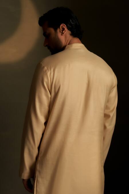 Charkhee Beige Chanderi, Voile, Poplin Embroidery Mul Kurta With Pant Online at Aza Fashions Charkhee_Beige Chanderi, Voile, Poplin Embroidery Mul Kurta With Pant _Online_at_Aza_Fashions