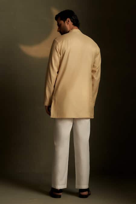 Shop Charkhee Beige Chanderi, Voile, Poplin Embroidery Mul Kurta With Pant at Aza Fashions Shop_Charkhee_Beige Chanderi, Voile, Poplin Embroidery Mul Kurta With Pant _at_Aza_Fashions