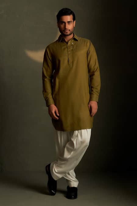 Charkhee Moon Pattern Bundi Kurta Set 