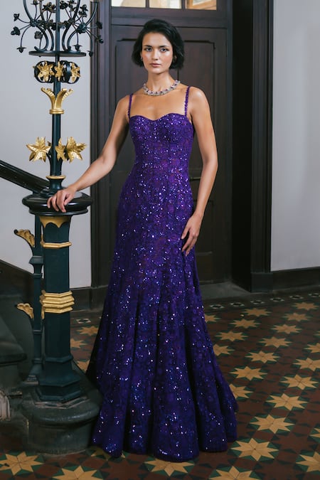 Mishru Cassia Embroidered Gown With Cape 