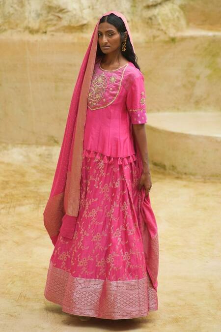 Myoho Brocade Pattern Lehenga Set 