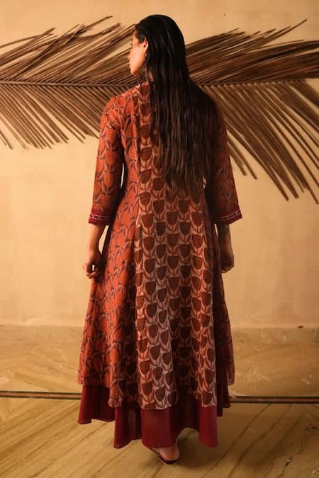 Myoho Ajrakh Print Kurta With Pant 
