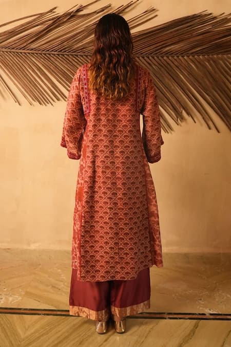 Myoho Ajrakh Print Kurta With Pant 