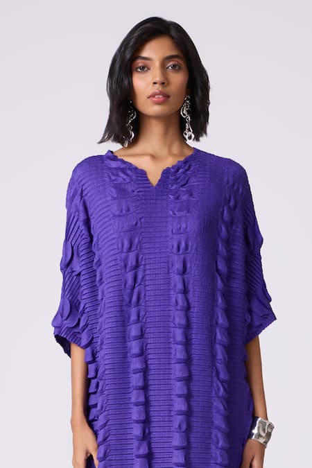 Buy_Scarlet Sage_Purple Polyester Split V-neck Jolene Dress