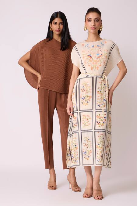 Shop_Scarlet Sage_Brown Polyester Round Neck Darell Top With Pant