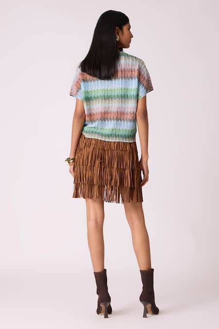 Scarlet Sage Gisa Mini Fringe Skirt 