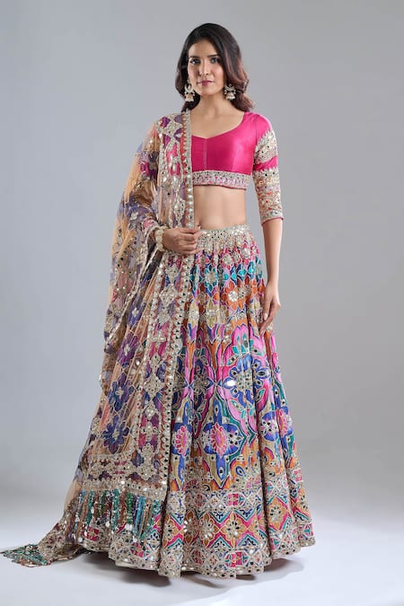 Abhinav Mishra Psychedelic Hues Embroidered Lehenga Set 
