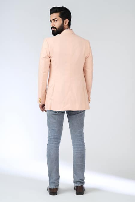 Khwaab By Sanjana Lakhani Pink Shawl Collar Blazer 
