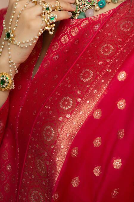 Buy_Safaa_Fuchsia Vegan Silk Zari, Gota Patti, Embroidery Geeton Ka Gulzaar Anarkali Set _Online_at_Aza_Fashions