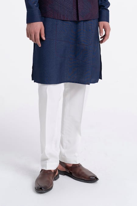 Buy_Dhruv Vaish_Burgundy Silk Embroidery Geometric Lace Jawahar Jacket Set _Online_at_Aza_Fashions