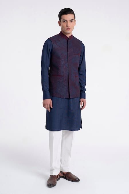 Dhruv Vaish Geometric Lace Jawahar Jacket Set 