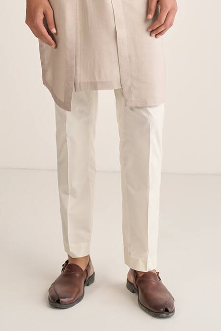 Dhruv Vaish_Mustard Silk Embroidery Thread Jawahar Jacket Set _Online_at_Aza_Fashions