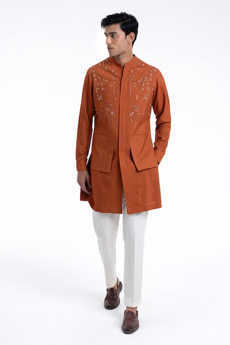 Dhruv Vaish Hybrid Embroidered Kurta & Pyjama Pant Set 