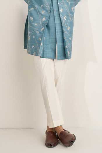 Buy Dhruv Vaish Blue Silk Embroidery Overlay Kurta Set Online at Aza Fashions Buy_Dhruv Vaish_Blue Silk Embroidery Overlay Kurta Set _Online_at_Aza_Fashions