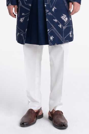 Dhruv Vaish Navy Silk Embroidery Contemporary Kurta Set 4