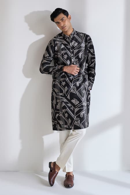 Dhruv Vaish Printed & Embroidered Kurta Set 