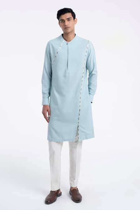 Dhruv Vaish Thread Embroidered Cotton Silk Kurta Set 