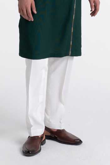 Dhruv Vaish_Green , Satin Embroidery Thread Kurta Set _Online_at_Aza_Fashions