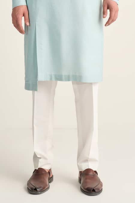 Dhruv Vaish_Sky Blue Cotton, Silk Zipper Layered Kurta Set _Online_at_Aza_Fashions