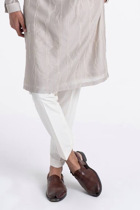 Dhruv Vaish Gray Chanderi Embroidery Classic Kurta Set Online at Aza Fashions Dhruv Vaish_Gray Chanderi Embroidery Classic Kurta Set _Online_at_Aza_Fashions