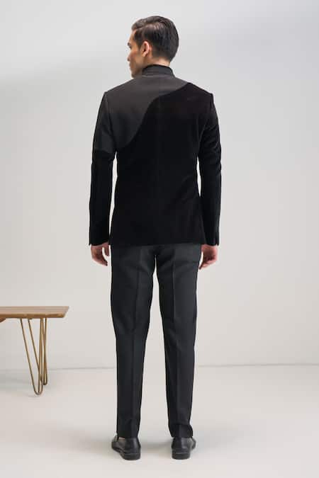 Dhruv Vaish Curve Cut Velvet Bandhgala 