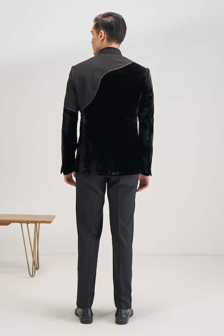 Dhruv Vaish Curve Cut Velvet Bandhgala 