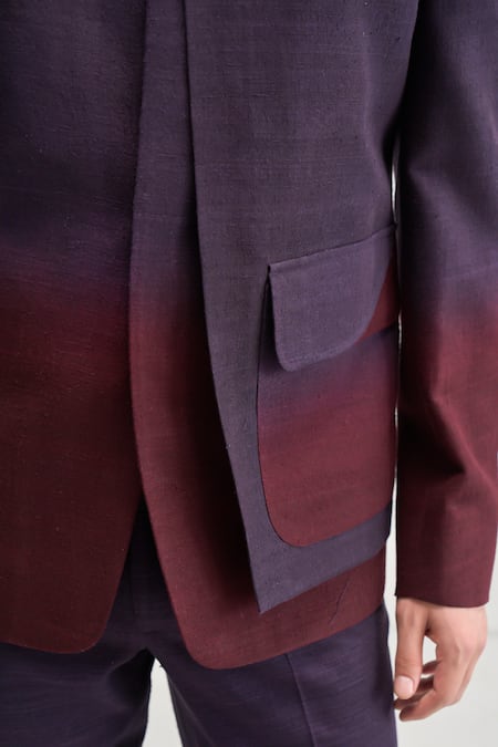 Buy_Dhruv Vaish_Purple Silk Ombre Bandhgala _Online_at_Aza_Fashions