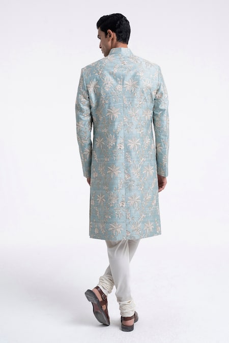 Dhruv Vaish Zari Embroidered Sherwani & Churidar Set 