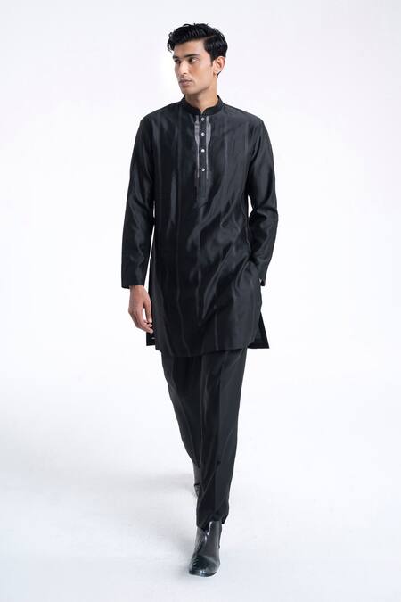 Buy Dhruv Vaish Charcoal Silk, Chanderi Zari, Embroidery Front Open Sherwani Set Online at Aza Fashions Buy_Dhruv Vaish_Charcoal Silk, Chanderi Zari, Embroidery Front Open Sherwani Set _Online_at_Aza_Fashions