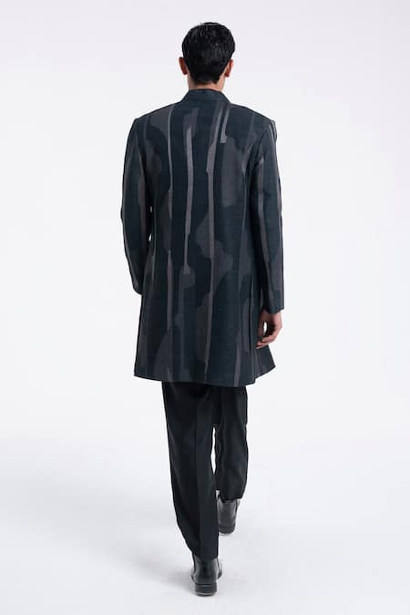 Dhruv Vaish Front Open Zari Embroidered Sherwani Set 