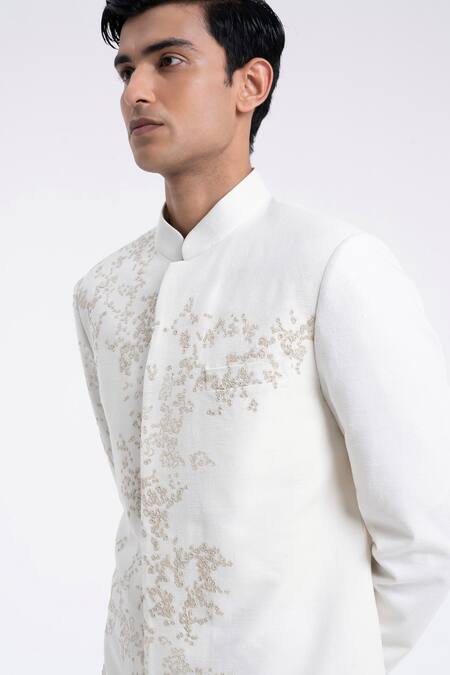 Buy Dhruv Vaish Ivory Silk Embroidery Sherwani Set Online at Aza Fashions Buy_Dhruv Vaish_Ivory Silk Embroidery Sherwani Set _Online_at_Aza_Fashions
