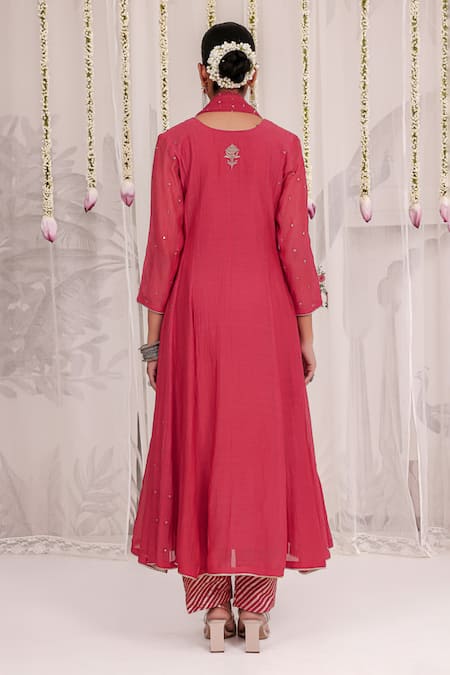 Myaara Chanderi Embroidered Anarkali Pant Set 