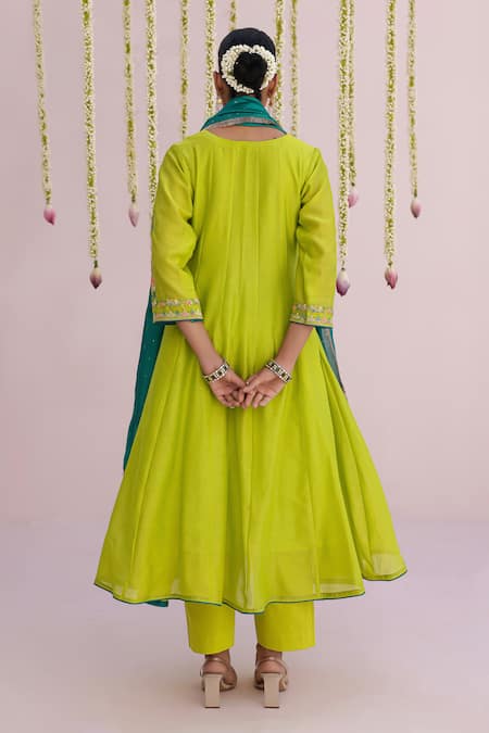Myaara Chanderi Embroidered Sleeve Anarkali Set 
