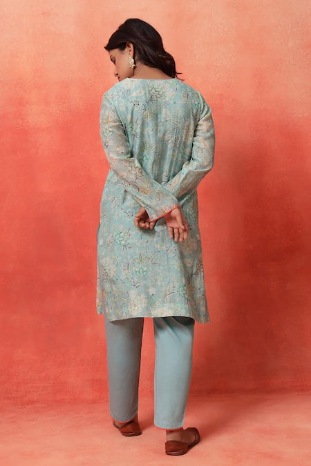 Shetab Kazmi Floral Print Kurta Tulip Pant Set 