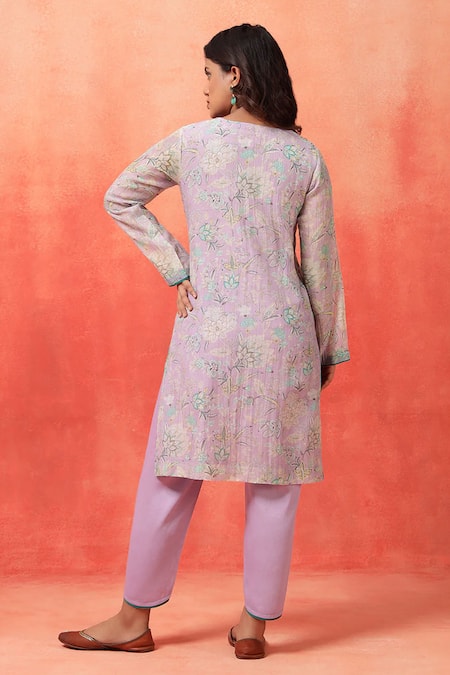 Shetab Kazmi Bloom Print Kurta Tulip Pant Set 